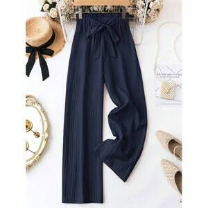 LUNE Ladies Solid Color Belted Casual Long Pants For Daily Wear,Casual
